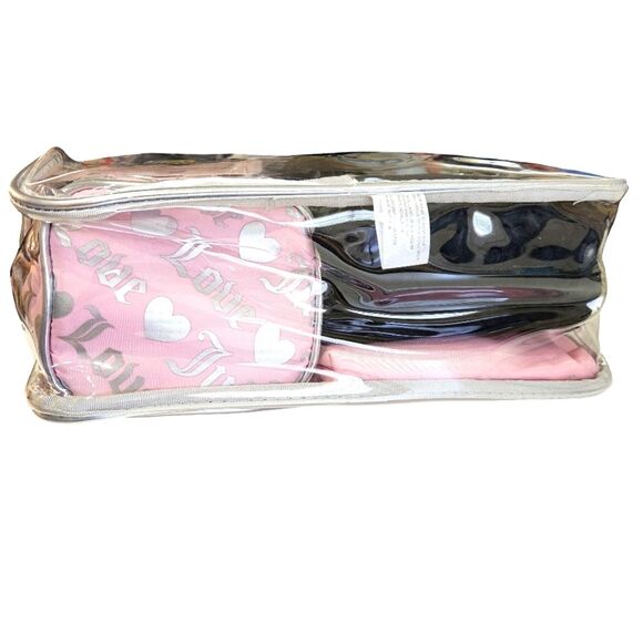 Juicy Couture Travel Cosmetic Bags 4 Piece Set Pink Black Silver NWT - Picture 3 of 8